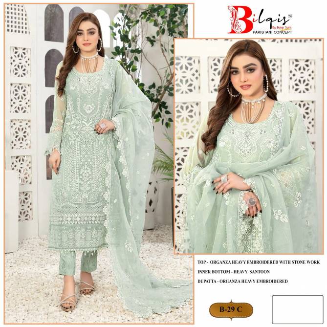 B 29 A To D By Bilqis Organza Pakistani Suits Wholesale Market In Surat With Price
